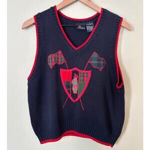 Vintage Golf V Neck Sleeveless Sweater Vest Size Small Preppy Old Money